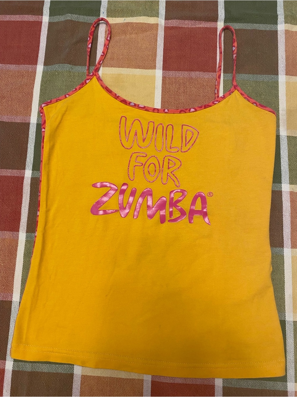 Zumba Fitness Yellow Tank with Pink Logo Trim